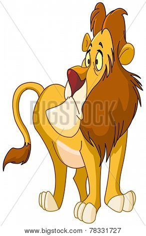 Uncertain lion with puzzled expression