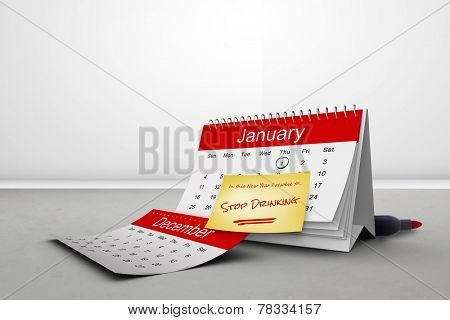 Composite image of new years resolutions on january calendar