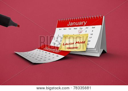 Composite image of new years resolutions on january calendar