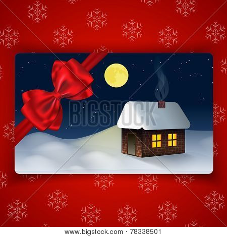 Winter Holidays Card With Winter Landscape