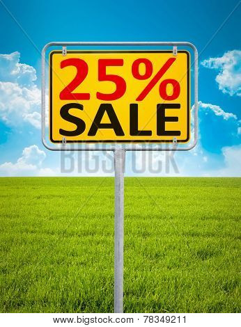An image of a german city sign with the text 25 percent sale