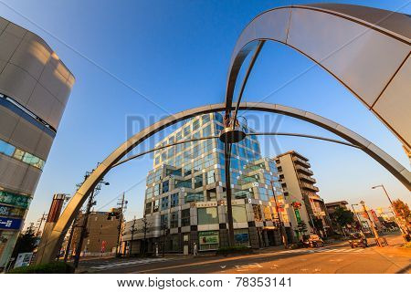 Modern Architecture In Komaki City Of Aichi, Japandetail Of The Abstract Sculpture On Road.