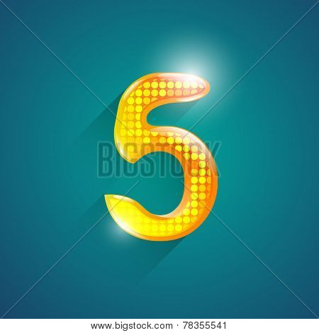 Alphabet Numbers 5.crystal Style.vector Illustration.