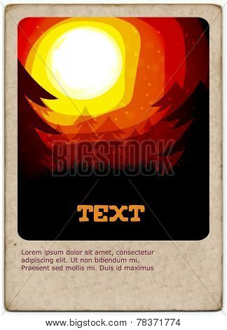 Golden Sunset card  - Vector Illustration