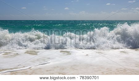 Bustling Caribbean Sea. Playa los Cocos. Cayo Largo. Cuba.