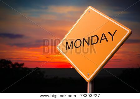 Monday on Warning Road Sign