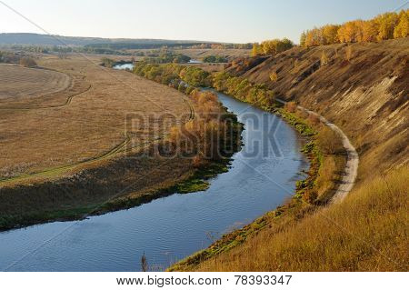 River Curl In Autumn. Russia