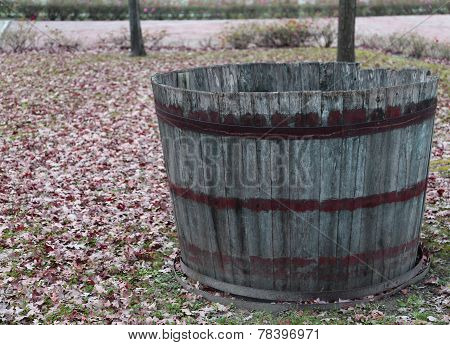 Wooden Tub To Pick The Grapes During The Harvest And Wine Making