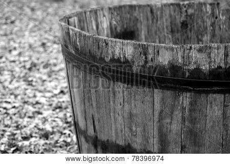 Wooden Barrel To Harvest Grapes During The Harvest