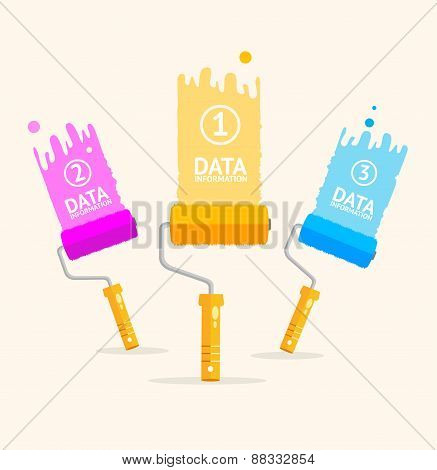 Vector business  rollerbrush infographics. Flat