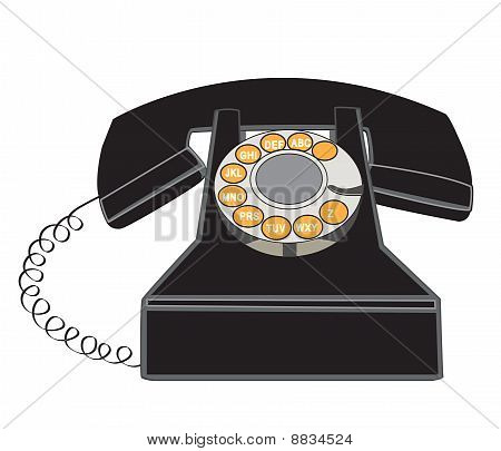 Starý černý telefon.