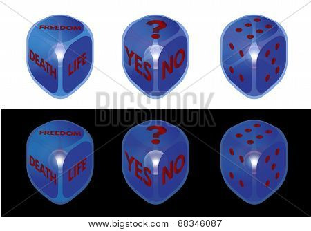 Conceptual Dice Set On Black And White Background