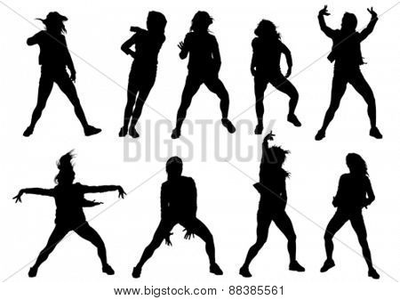 Danser girl in rap style on white background