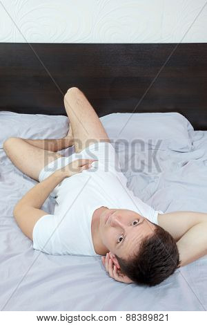 Sexy Attractive Male Lover In Bedroom Looking You