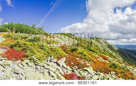 Mountain Autumn Landscape With The Slope Of The Ridge