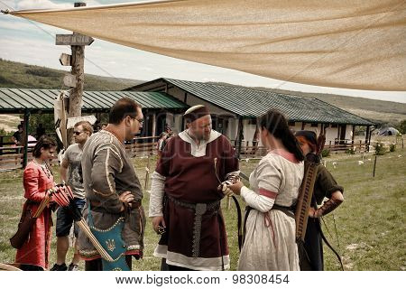 Vatra, Moldova. June 28, 2015. Medieval Festival.  Unidentified Participants