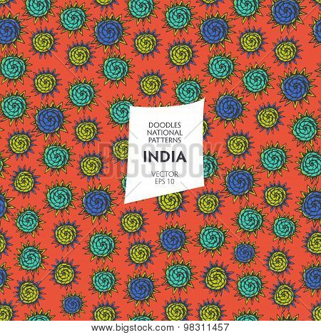 Indian pattern vector illustration. Indian vector doodle. Indian art pattern. Indian associated symbols. Indian national and cultural related and sketches with pen Indian pattern ethnic elements. Indian pattern background.