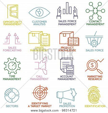 Vector Set Of Linear Customer Relationship Management Icons - Part 3