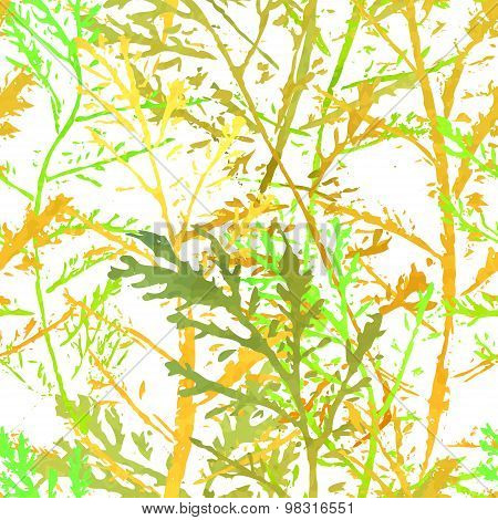 Seamless imprints pattern of the branched herbs.