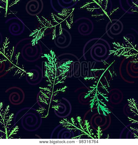 Seamless imprints pattern of the branched herbs.