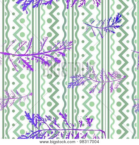 Seamless imprints pattern of the branched herbs.