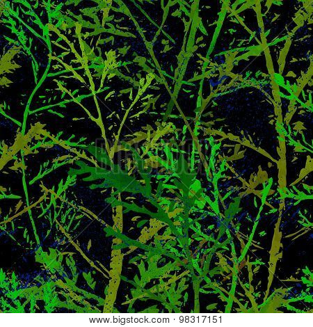 Seamless imprints pattern of the branched herbs.