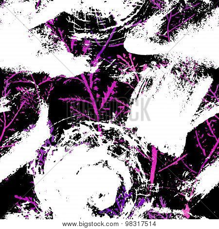 Seamless imprints pattern of the branched herbs.