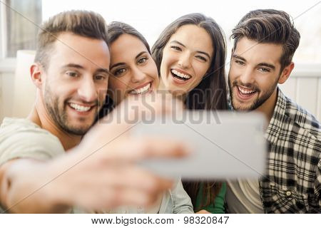 Friends faving fun and making a selfie