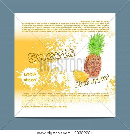 Template candy packaging. Pineapple sweets.