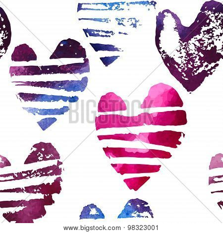 Seamless pattern with grunge hearts.