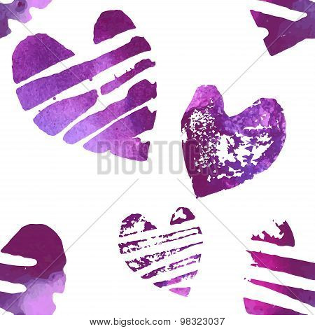 Seamless pattern with grunge hearts.