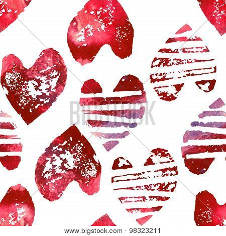 Seamless pattern with grunge hearts.
