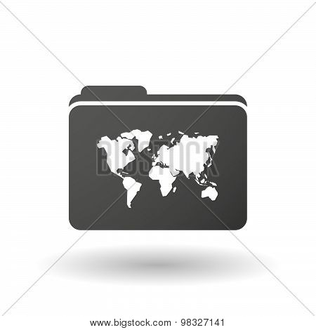 Isolated Folder Icon With A World Map
