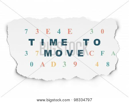 Time concept: Time to Move on Torn Paper background