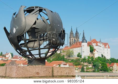 View to the peace sculpture iin Meissen, Germany.
