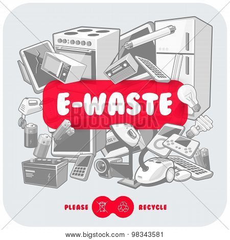 Grey E-waste With Red Sign Board