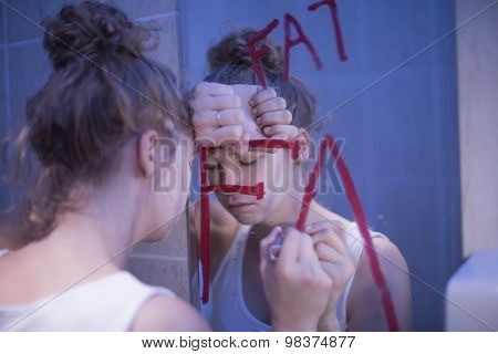 Bulimic Girl And Writing Fat