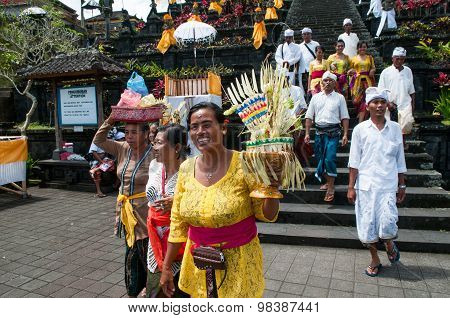 People go down after praying in Besakih temple