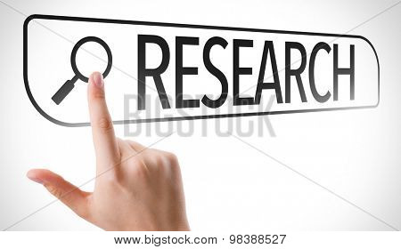 Research written in search bar on virtual screen
