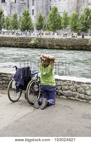 Lourdes, France - July 12, 2017: The Sanctuary Of Our Lady Of Lourdes, The Destination For Pilgrimag