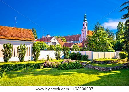 Colorful Street And Green Park In Baroque Town Varazdin