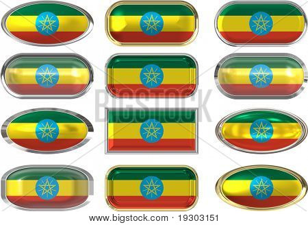 doce botones de la bandera de Etiopía