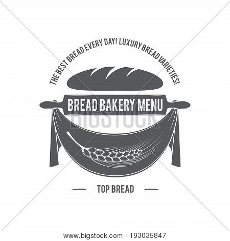 Vector stylized image of the ears rolling pin for rolling dough and bread drawn in the form of a logo.