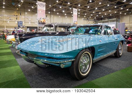 MAASTRICHT NETHERLANDS - JANUARY 15 2016: Sports car Chevrolet Corvette C2 