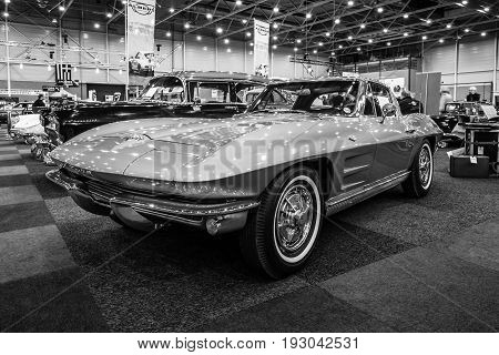MAASTRICHT NETHERLANDS - JANUARY 15 2016: Sports car Chevrolet Corvette C2 