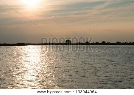 View of Eastern Shore Maryland Sunset over Chesapeake Bay