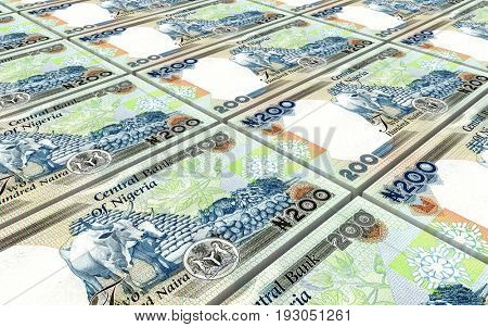 Nigerian nairas bills stacked background. 3D illustration.