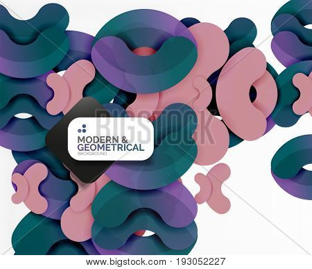 Abstract color geometric round shapes on white - elements with shadow, colorful composition