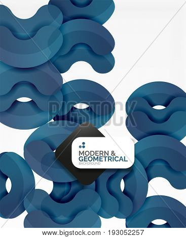 Abstract color geometric round shapes on white - elements with shadow, colorful composition