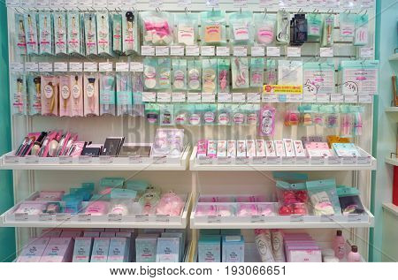 SEOUL, SOUTH KOREA - CIRCA MAY, 2017: goods on display at Etude House store in Seoul. 